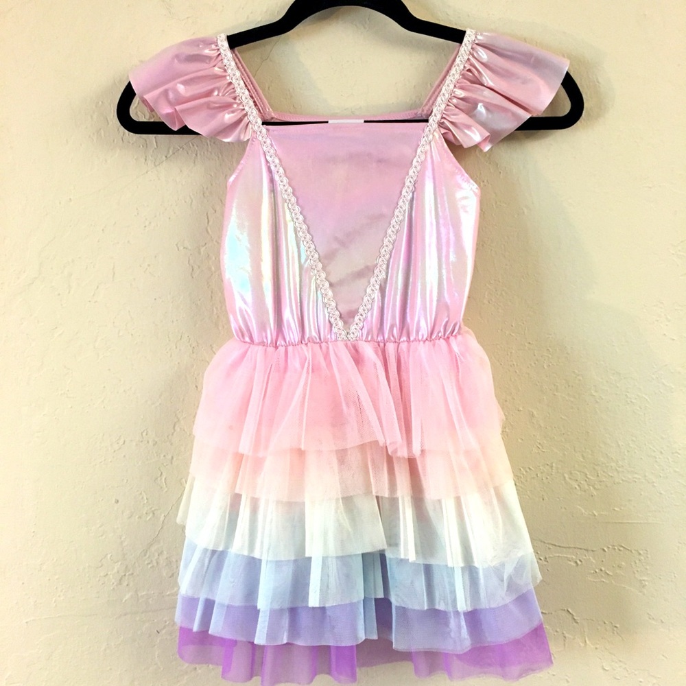 Great Pretenders Tull Tiered Rainbow Dress Size 5/6 Pink